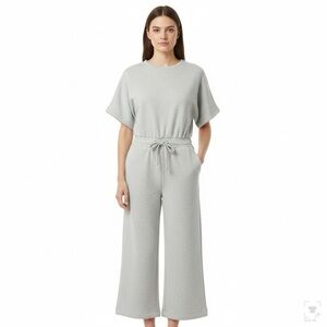 Yogalicious Soft Grey Short-Sleeved Jumpsuit in XS